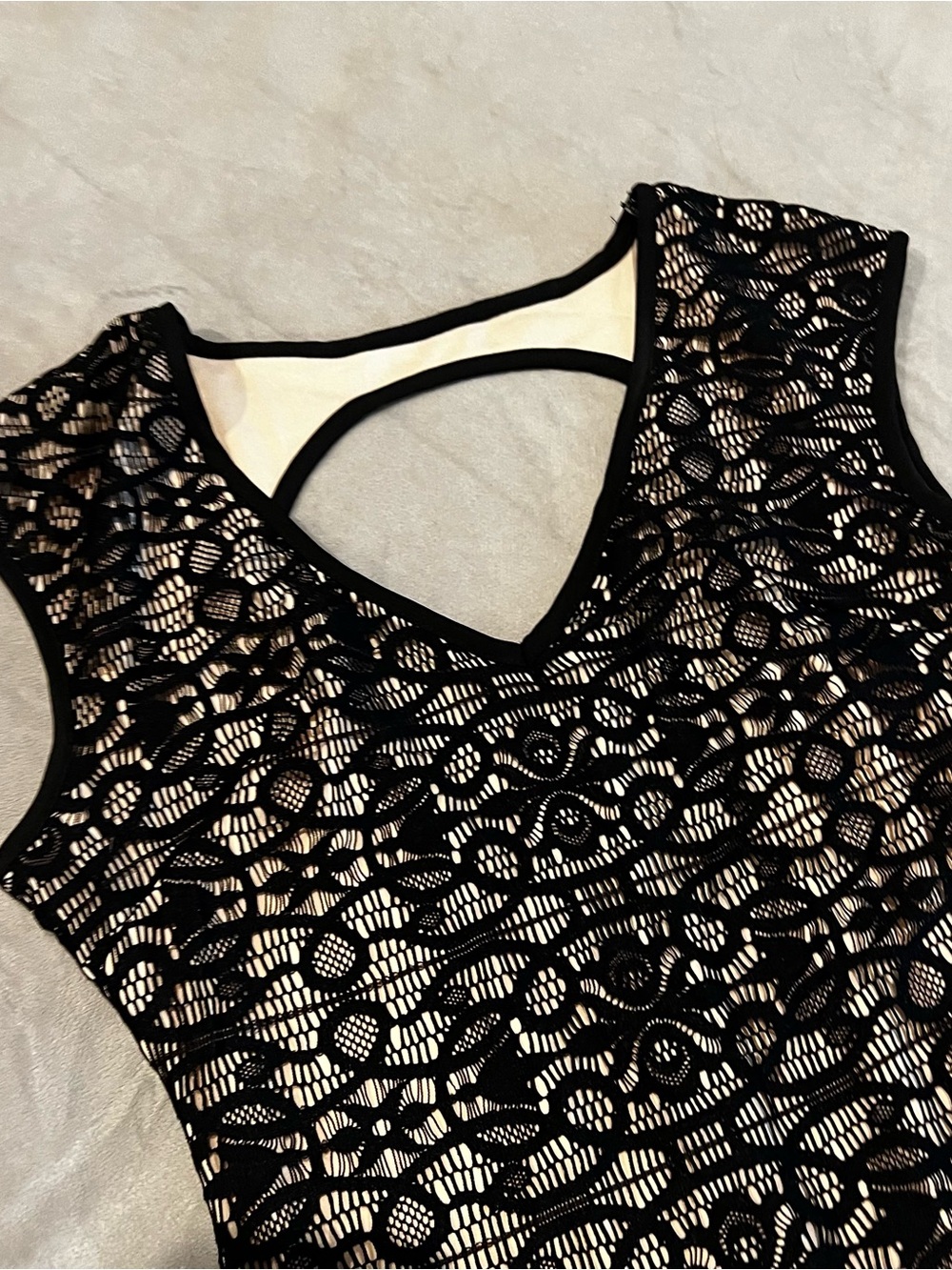 Black Lace Overlay Sleeveless Dress